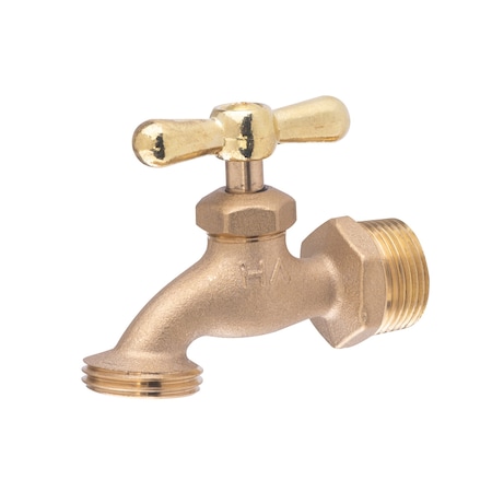 Hausen 3/4-inch MIP x 3/4-inch MHT Brass Hose Bibb Valve with Tee Handle Shutoff HA-HB103-1